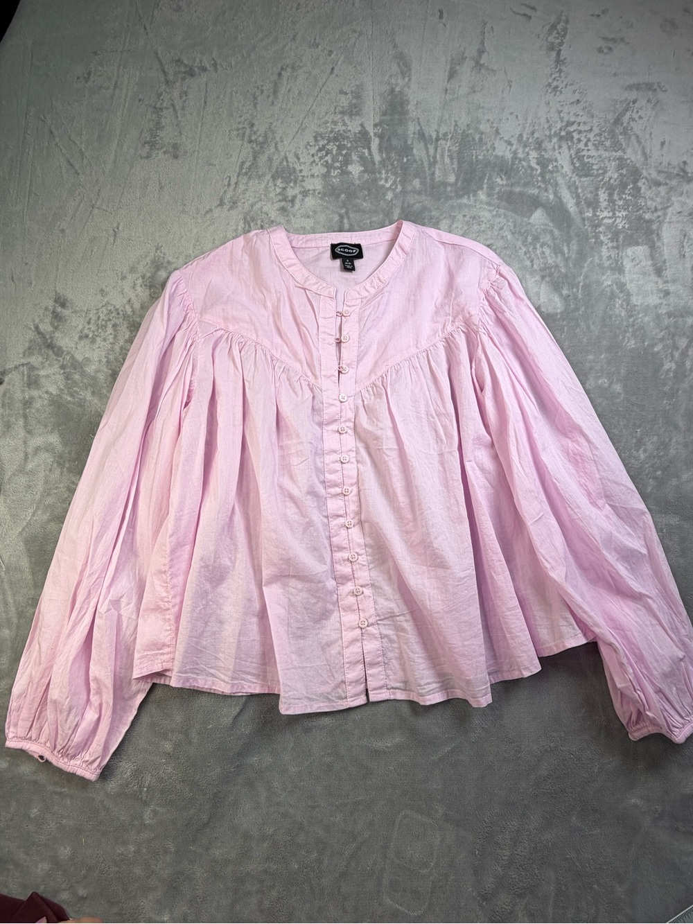 Scoop Light Pink Button-Front Peasant Blouse Women’s Summer Beach S